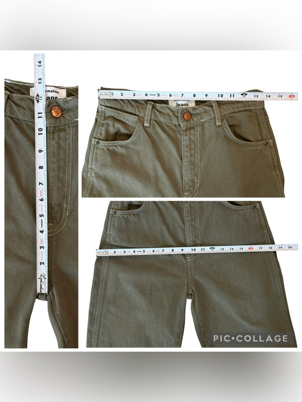 Reformation Cowboy High Rise Straight Jeans Katamala Olive Green Size 28 - Picture 8 of 11